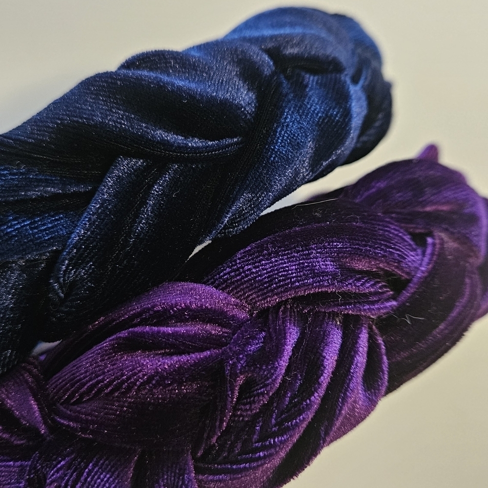Elegant Velvet Braided Headbands - Navy Blue and Purple New Preppy Y2k